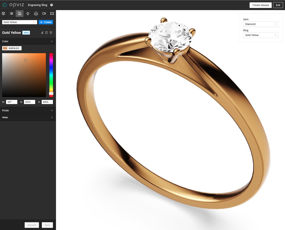 Material definition for ring engraving